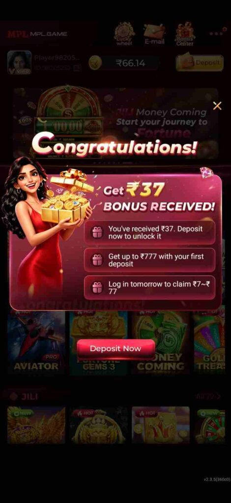 MPL Game Live - Get Bonus Received Offer & Deposit Rewards